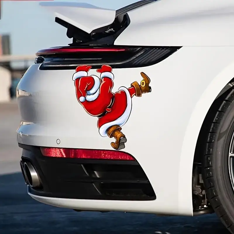 Funny Santa Claus Wall Climbing PVC Stickers Christmas Creative Self-adhesive Toilet Stickers Home Christmas Decoration Stickers