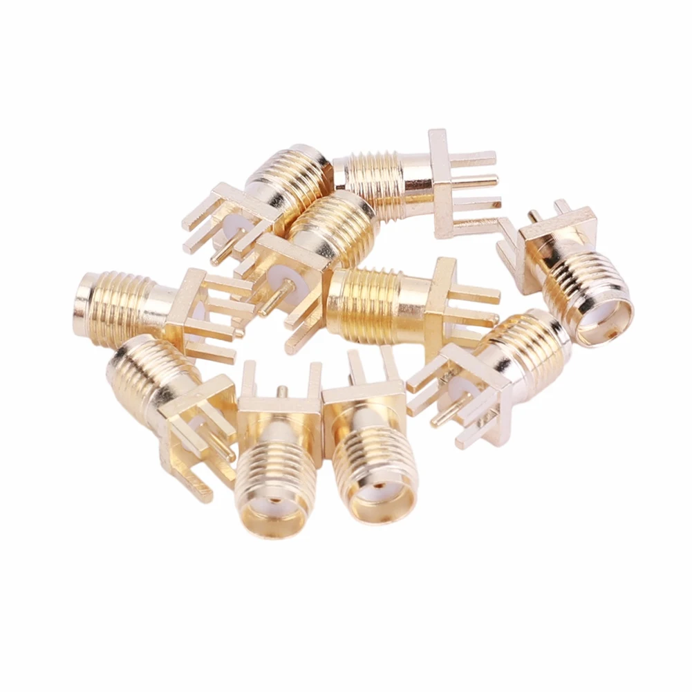 10 Pcs SMA Female Jack Adapter 50 Ohm SMA Female Base Socket Jack Brass Solder PCB Board Edge Mount Adapter