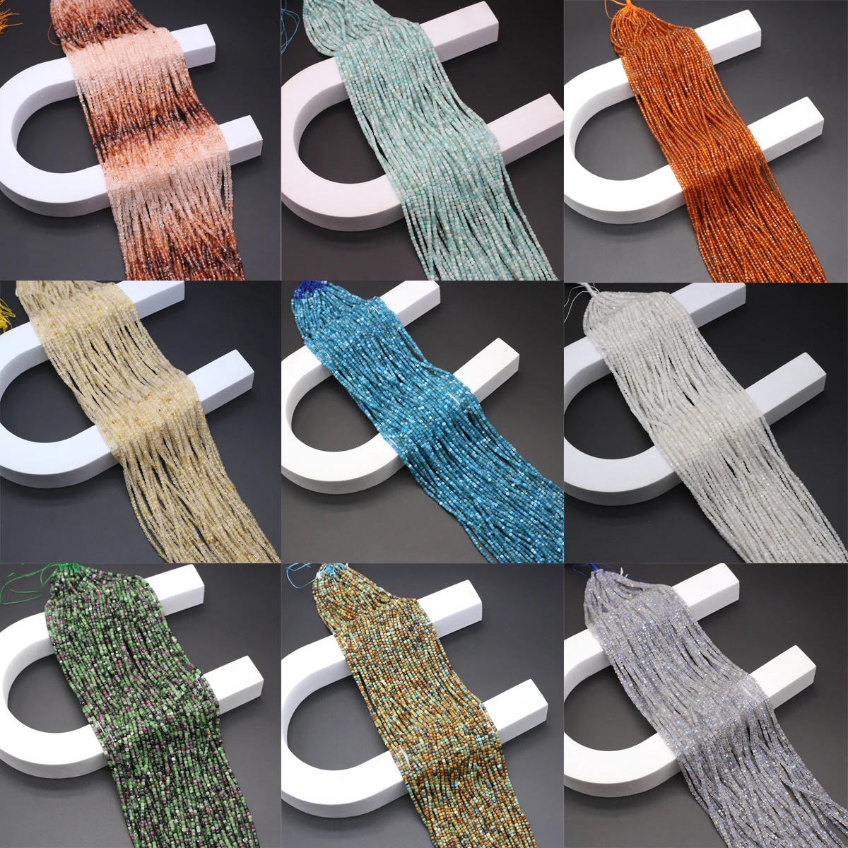 

Square Shape Natural Stones Apatite Garnet Beads For Jewelry Making DIY Necklaces Earrings Bracelets Accessories Gifts 2x2mm