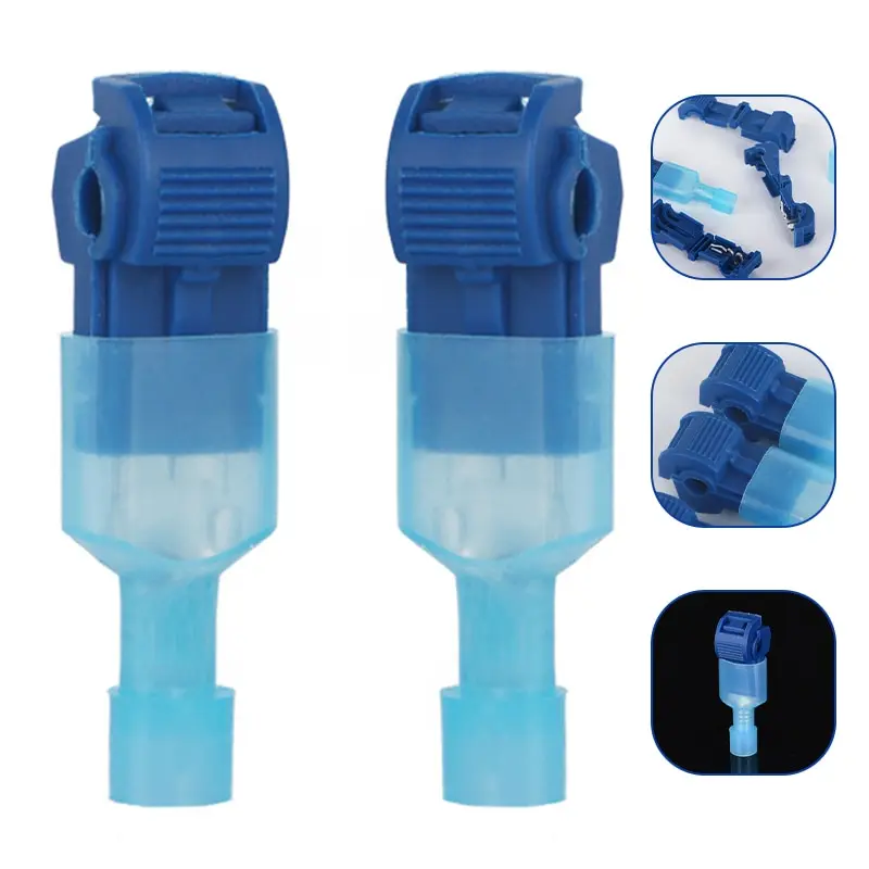 Wiring Clip wire connectors terminal connector electrical connectors plug terminal block soldering terminal 25set T2 Blue Quick Wiring Clip T Type Stripping Free Quick Wiring Terminal Main Line Branch Clip Set