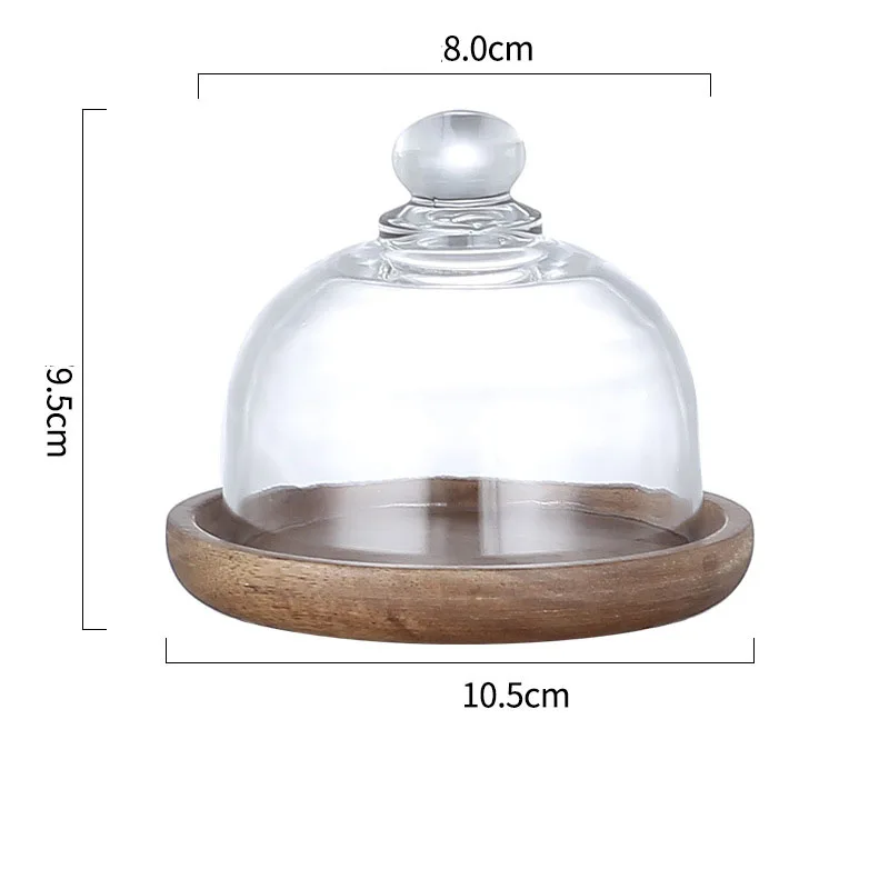 Mini Glass Dessert Dome with Base Small Decorative Cake Tray with Glass Dome Cover Cake Fruit Display Server Tray for Kitchen