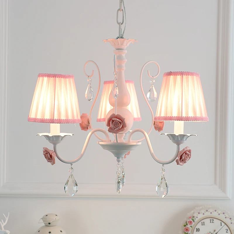 

Garden Children's Bedroom LED Chandeliers Living Room Crystal Chandelier Lighting Princess Room Restaurant Flower Pendant Lamp
