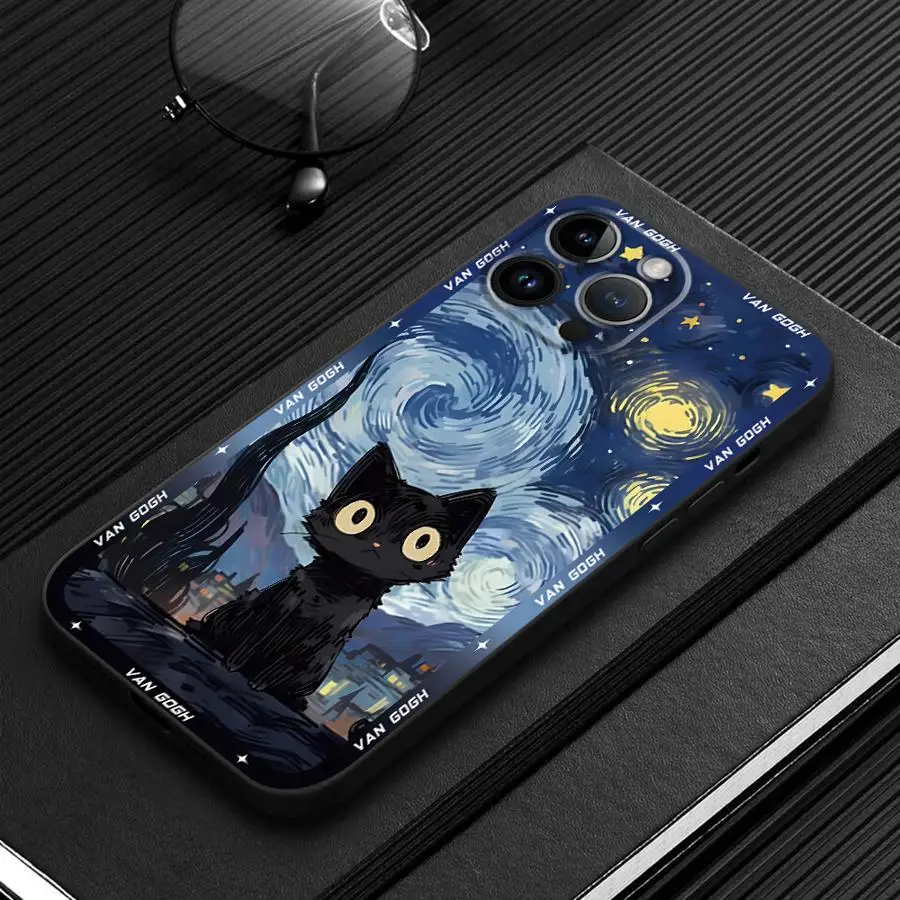 Van Gogh Art Black Soft Cover Phone Case Shell Bumper