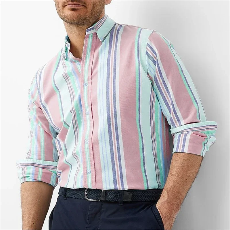 Men's Shirt Plaid Stripe Geometric Stand Collar Outdoor Street Print Long Sleeve Clothing Fashion Streetwear Designer Casual