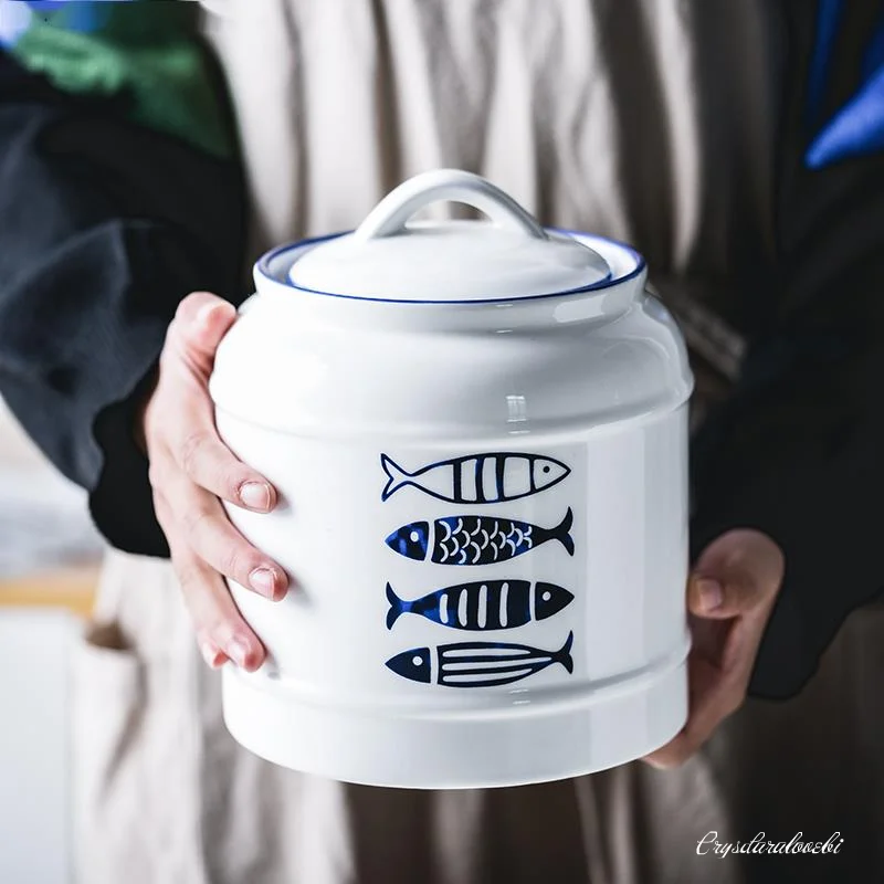 

Ceramic Airtight Bottle With Large-capacity Lid Of Portable Household Snack Tea Storage Ceramic Sugar Bowl Of Grain Storage