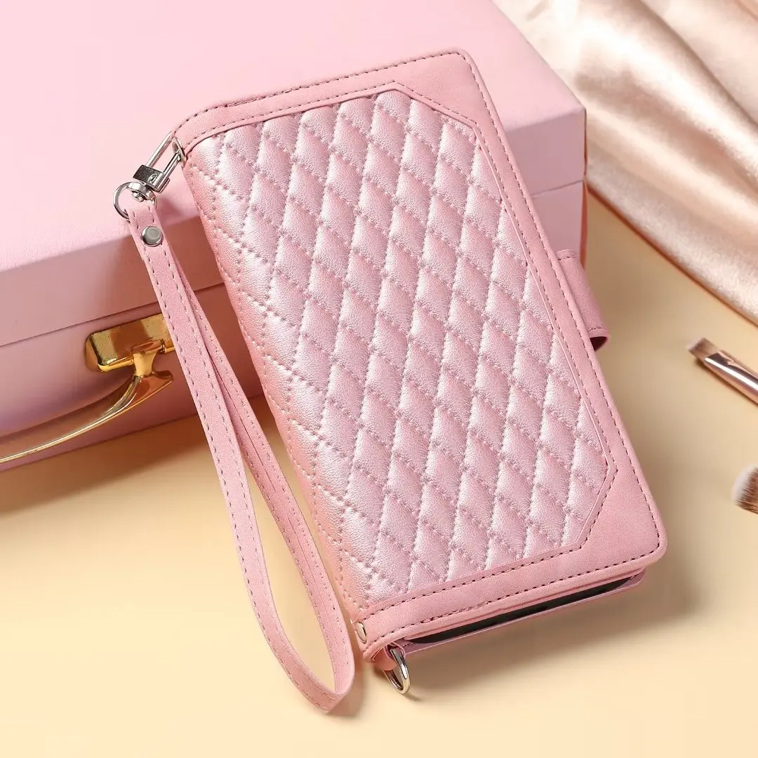 Fashion Zipper Wallet Case For Xiaomi Mi 10T Pro Flip Cover Multi Card Slots Cover Phone Case Card Slot Folio with Wrist Strap