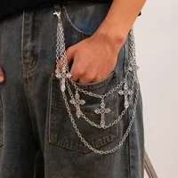 Chaîne de pantalon en métal Punk, chaîne de taille Hip Hop, pendentif croix, chaîne de jean pour hommes et femmes, accessoires cadeaux 4