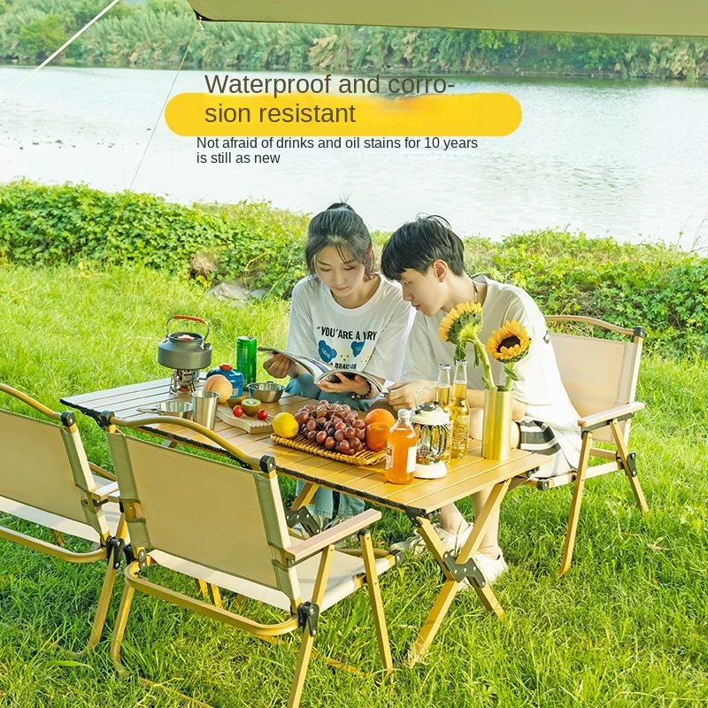 

HXL Outdoor Folding Table Portable Aluminum Alloy Egg Roll Table Picnic Camping Camping Table and Chair