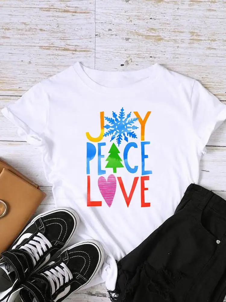 

Snowflake Letter 90s Lady New Year Shirt Print Women Tee Christmas Holiday Top Fashion Clothing Clothes Graphic T-shirts
