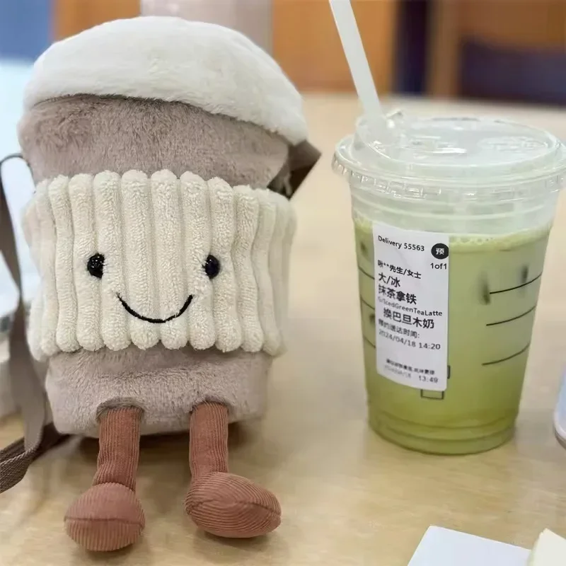 Plush Toy Plush Toy Accessories Plush Handbag Cute Keychains Replica Cartoon Coffee Milk Tea Bag Interesting Pendant Plush Toy Keychain Dolls Accompanying Cups Crossbody Plush Bags