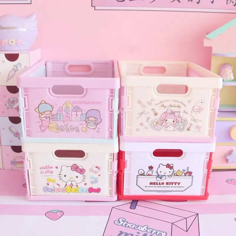 Sanrio-折りたたみ式収納ボックス,化粧品,プラスチックケース