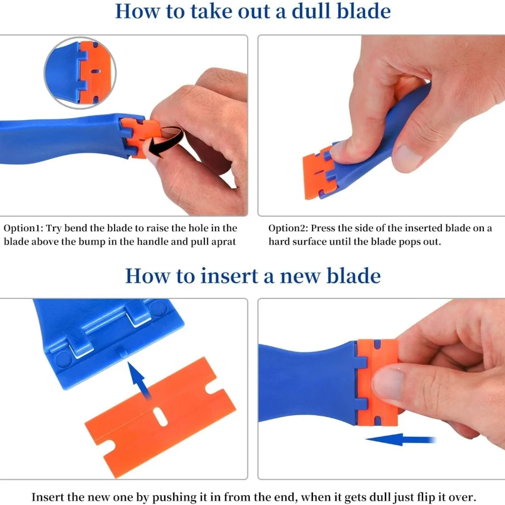 Automotive Adhesive Remover Kit with Scraper & Blades Safe for Car Paint Glass Decal Sticker Emblem & Vinyl Glue Removal