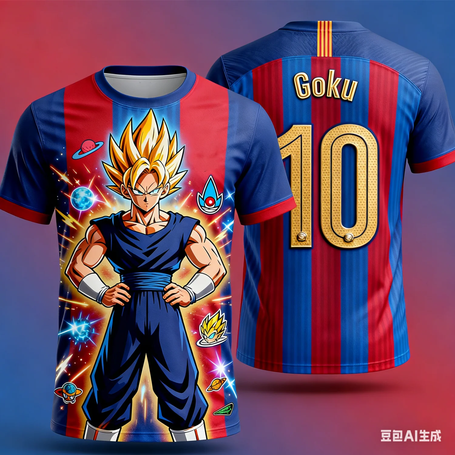 Dragon Ball Super Goku Super Saiyan 3D-gedrucktes Fußballtrikot, lässiges Kurzarm-Anime-Fußball-T-Shirt für Herren, Sportbekleidung für Kinder – Detail 5