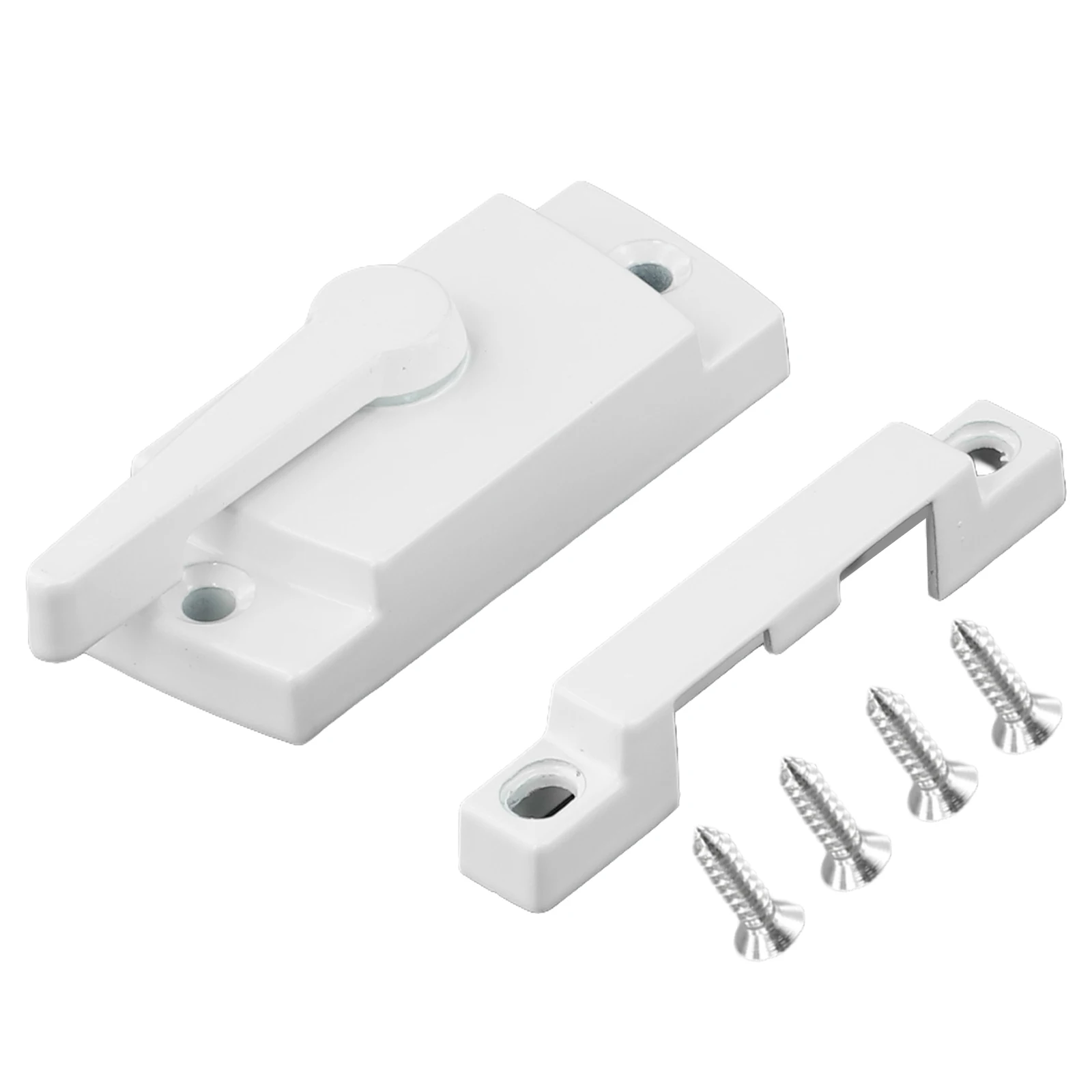 Description Picture 3 of item1 Pcs Zinc Alloy Sash Lock 60x25mm Sliding Casement Sash Vertical Slider Fitch Catches Lock White Doors Window Hardware