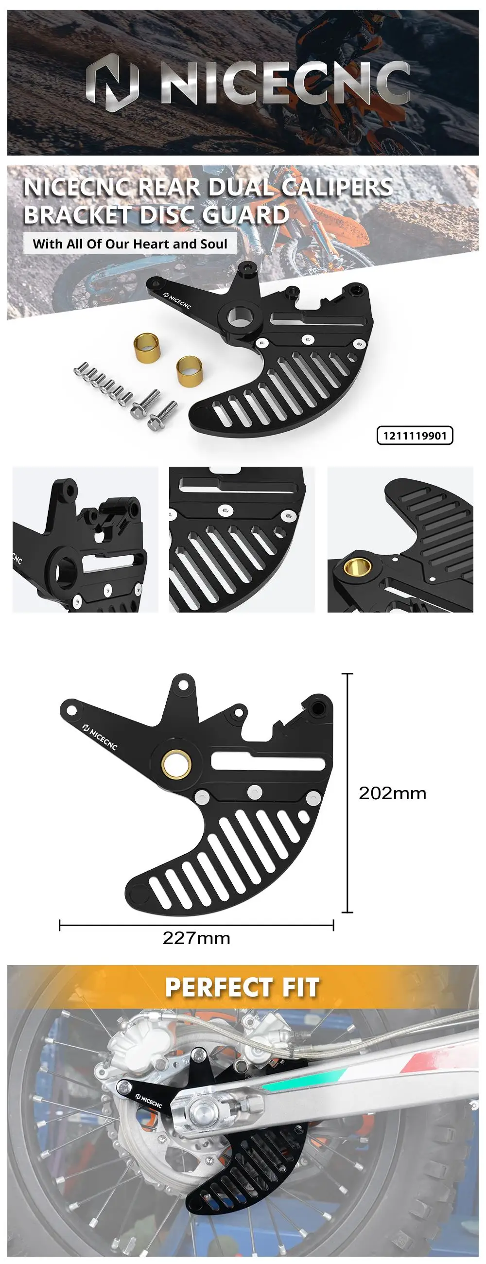 Für KTM EXC 300 2004-2025 EXCF 350 SX 125 SXF 250 SXF 450 Für Husqvarna GasGas EC300 Doppel-Bremssattelhalterung Stunt-Bremsscheibenschutz – Detail 2