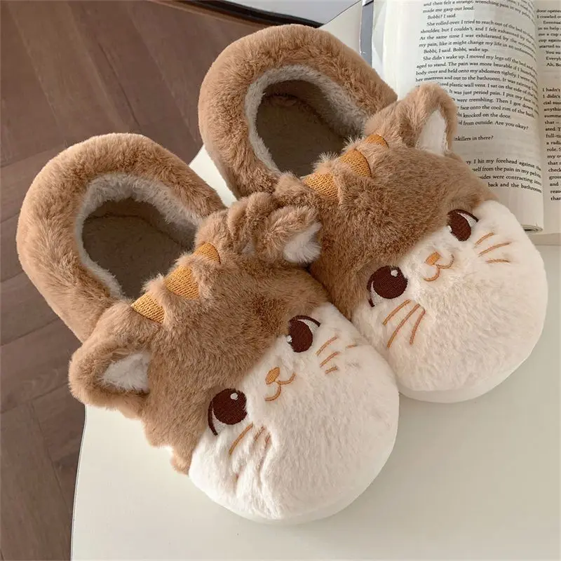 Kawaii Cuddle Cat Slippers Women's Kitten Shoes Furry Girls Puppy Sheep Rabbit Slippers Woman Thick Fluffy Slipper - AliExpress