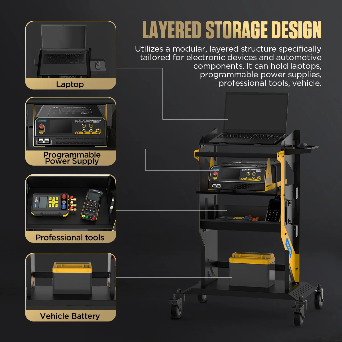 AUTOOL Carrello portautensili a livello T22 Capacità 661 libbre Carrello multiuso per carichi pesanti Carrello portautensili per servizi automobilistici per officina riparazioni auto - immagine 2