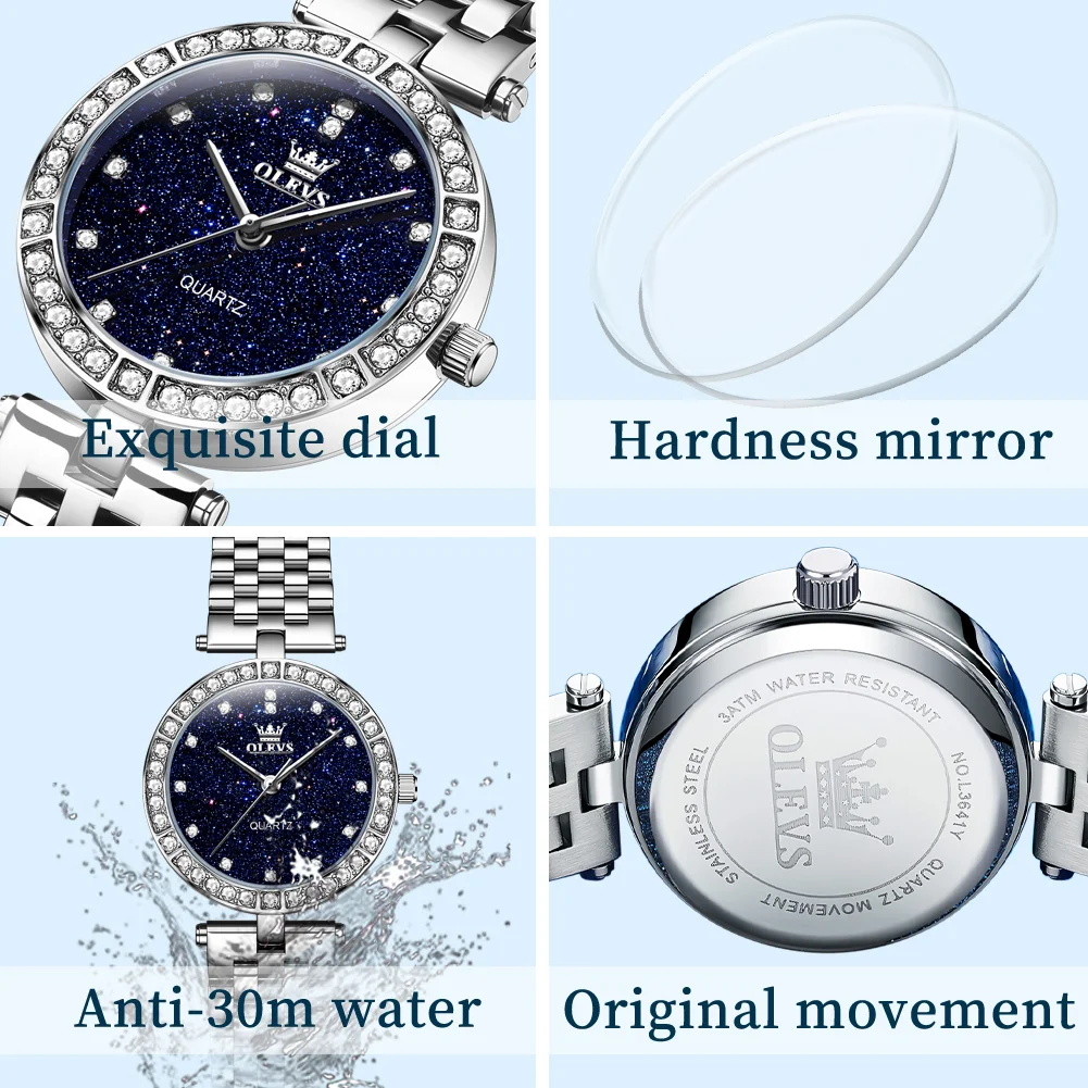 OLEVS 3641 Watch Woman Top Brand Fashion Business Waterproof Quartz Watch For Women Luxury Original Diamond Scale Wristwatch