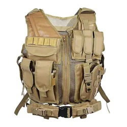 Multi - Pocket Tactical Vest for Outdoor and Airsoft Activities (Khaki)