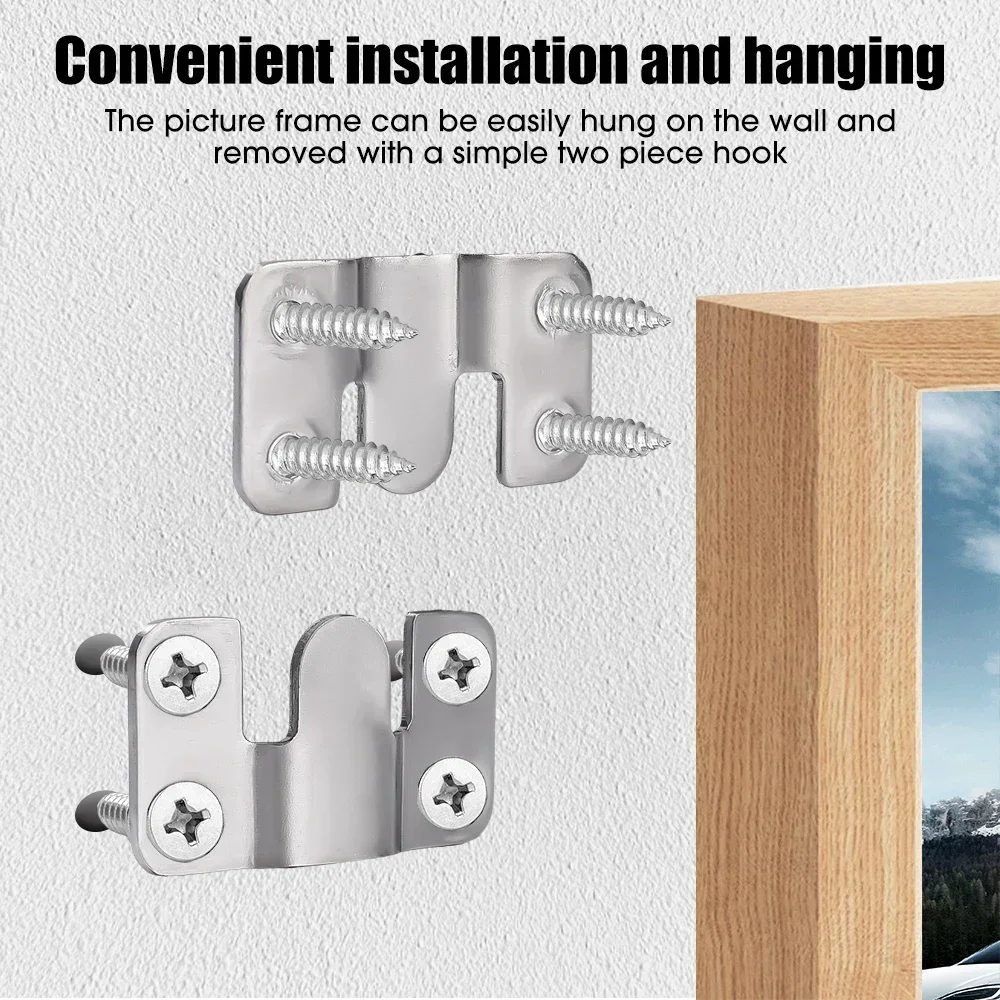 Furniture Hardware 2/6pcs Picture Frame Hanging Buckle Stainless Steel Furniture Interlock Bracket Hanger Hook Photo Framer Wall Painting Connector