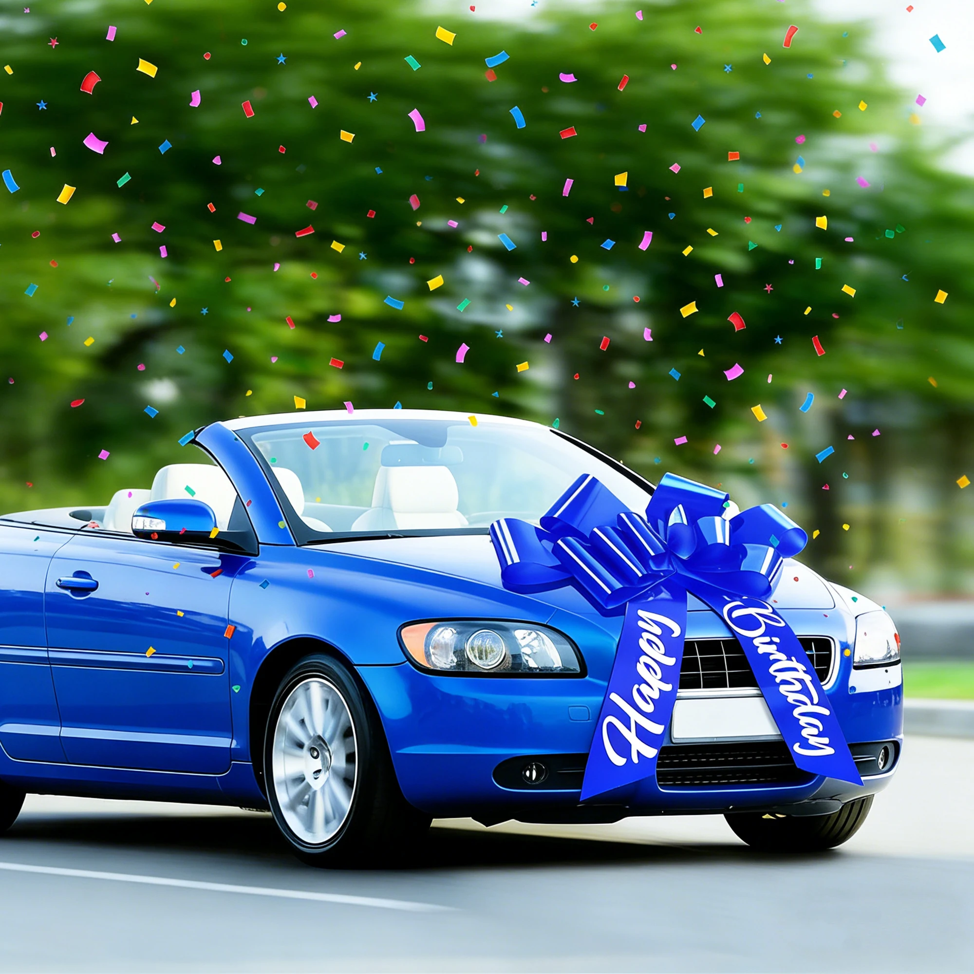 Riesige 30-Zoll-Auto-Schleife Hochglanz Blaues Band Happy Birthday Geschenk Ziehschleife für Auto- und Motordekoration Geschenkverpackungsschleife für Präsente – Detail 1
