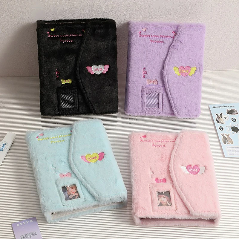 Cartella Per Album A Forma Di Busta A5 Photo Storage Book Photo Card Collection Book Hand Ledger Shell Album Shell Cover Peluche A Sei Fori