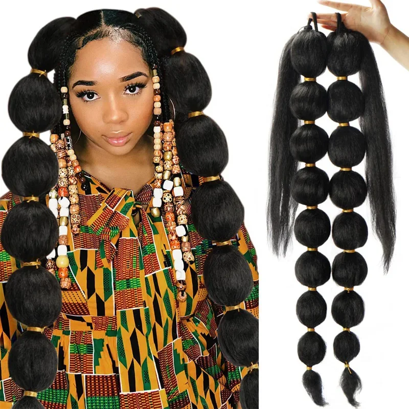 

Bubble Ponytail Extension For Black Women Long Braided Ponytail Extension Afro Puff Ponytail Protective Style