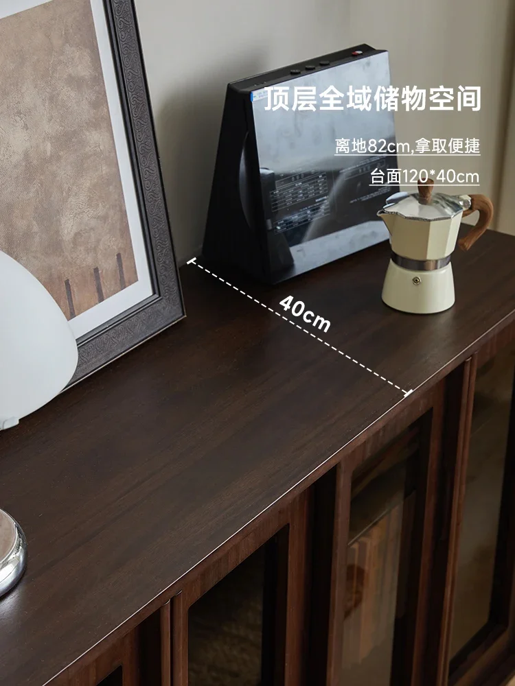 Solid wood low cabinet small apartment storage dining side glass wine cabinet living room display