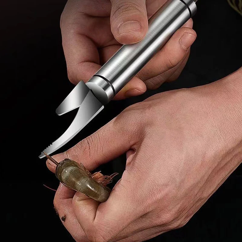 Fast Shrimp Sheller Fish Scales Peeler 6 In 1 Fish Double-headed Shrimp Line Cutter Stainless Steel Fish Cutting Cleaning Tool