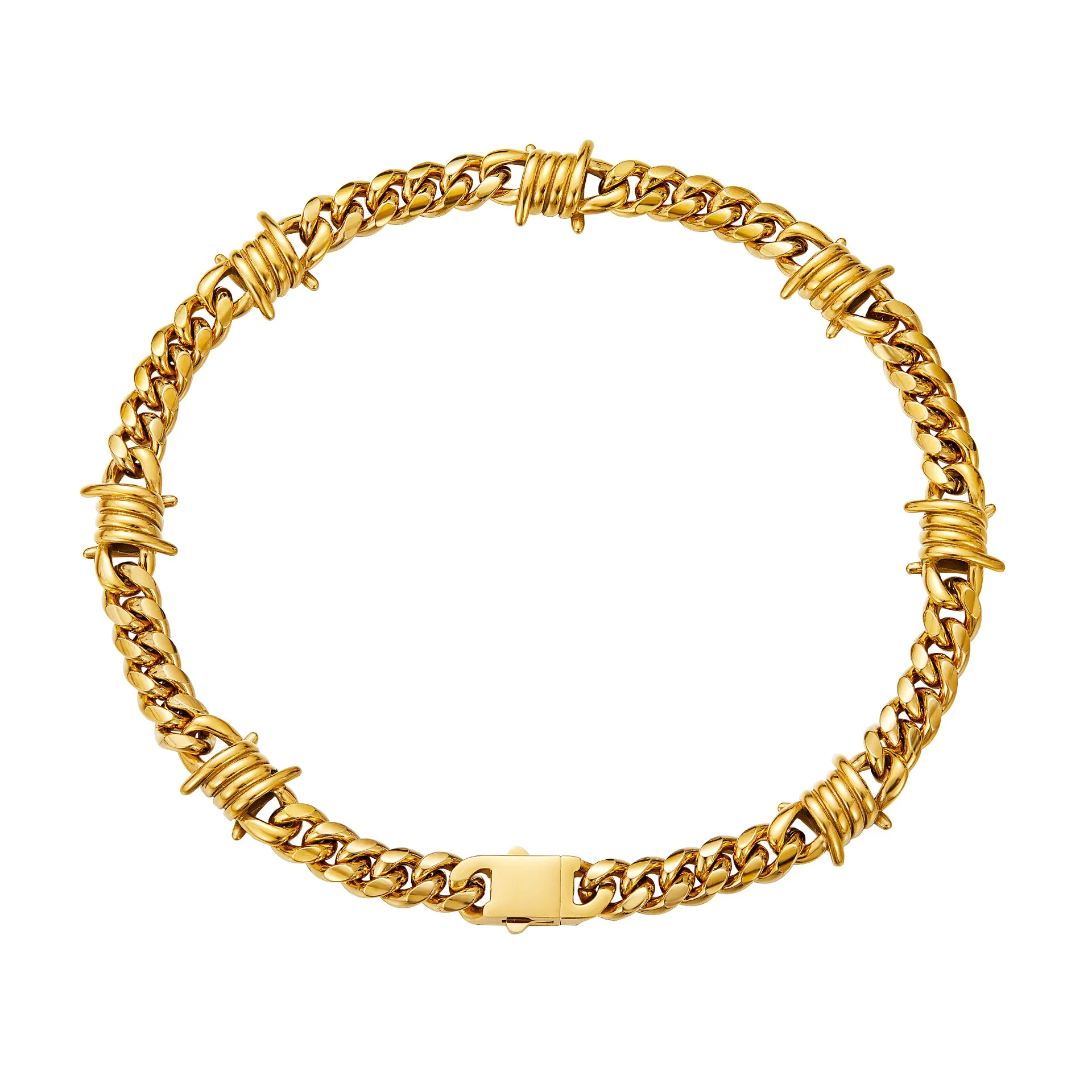 Stacheldraht Kubanisches Hiphop-Armband Halskette für Damen Herren Edelstahl Neogotisches Dornenarmband Punk Schmuck Geschenke