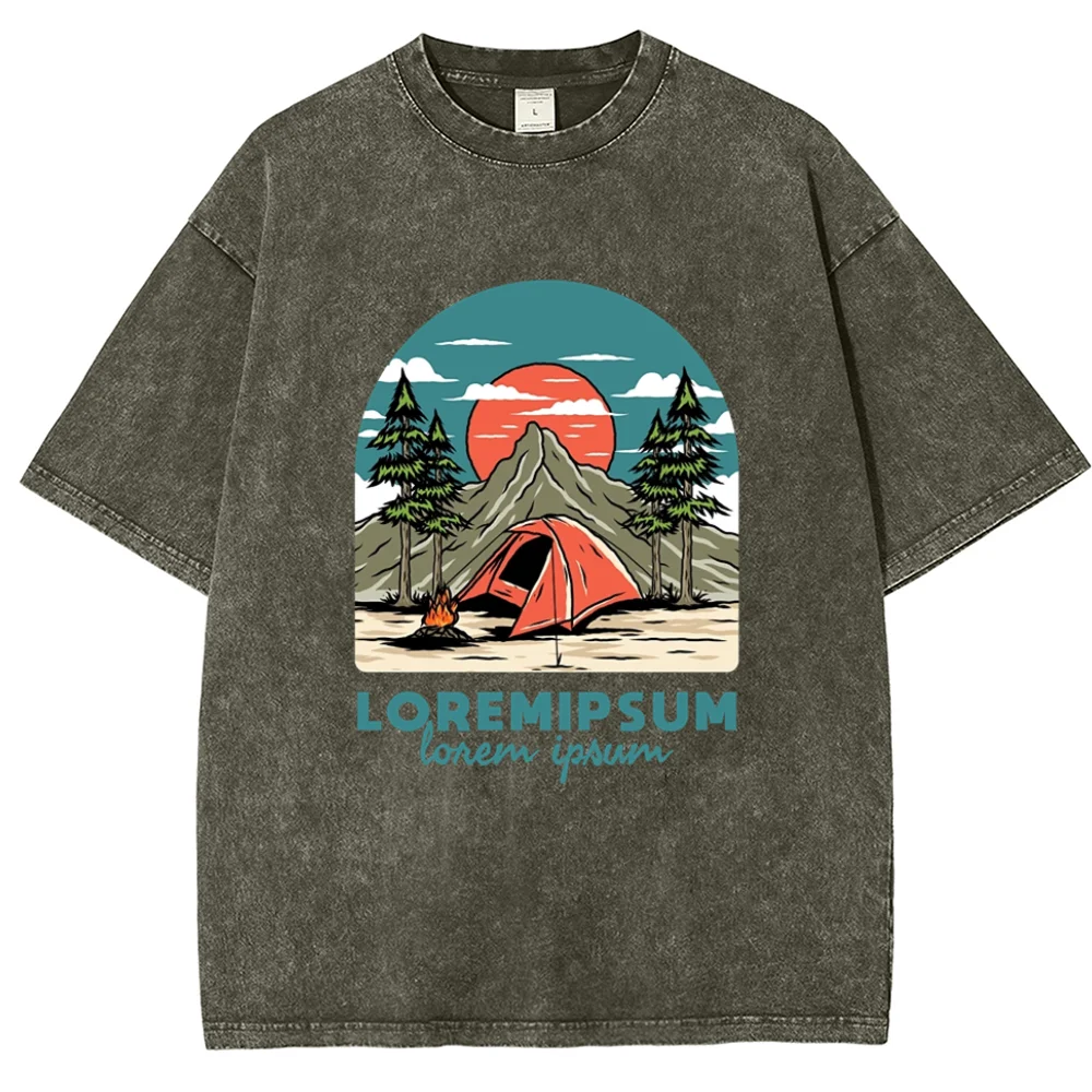 Estate 2024 New Wash T-Shirt Oversize Stile Unisex Stampa Arcobaleno Vintage Distressed Casual Top Y2K Uomo E Donna