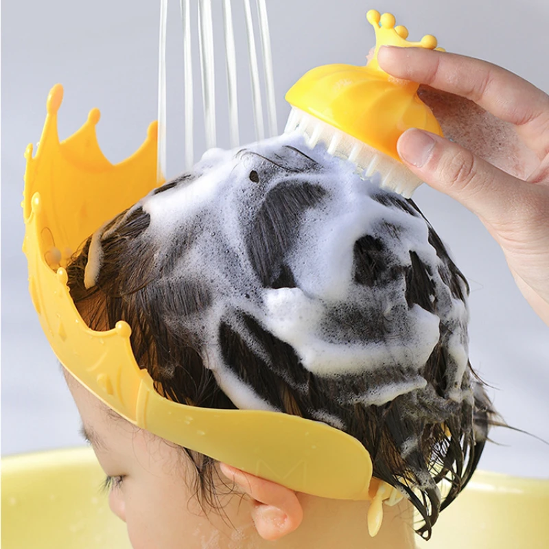 

Силиконовая щетка для шампуня Crown для младенцев, Массажная щетка для влажной и сухой головы, мягкая щетка для ванны, детский шампунь, артефакт, уход за волосами для ванны