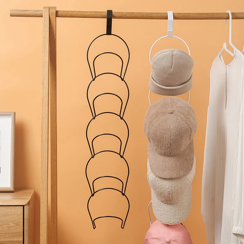 

5Pcs/Set Stackable Wardrobe Organizer Wall Door Mounted Hat Holder Metal Hooks Home Scarf Tie Bag Clothes Hanging Racks