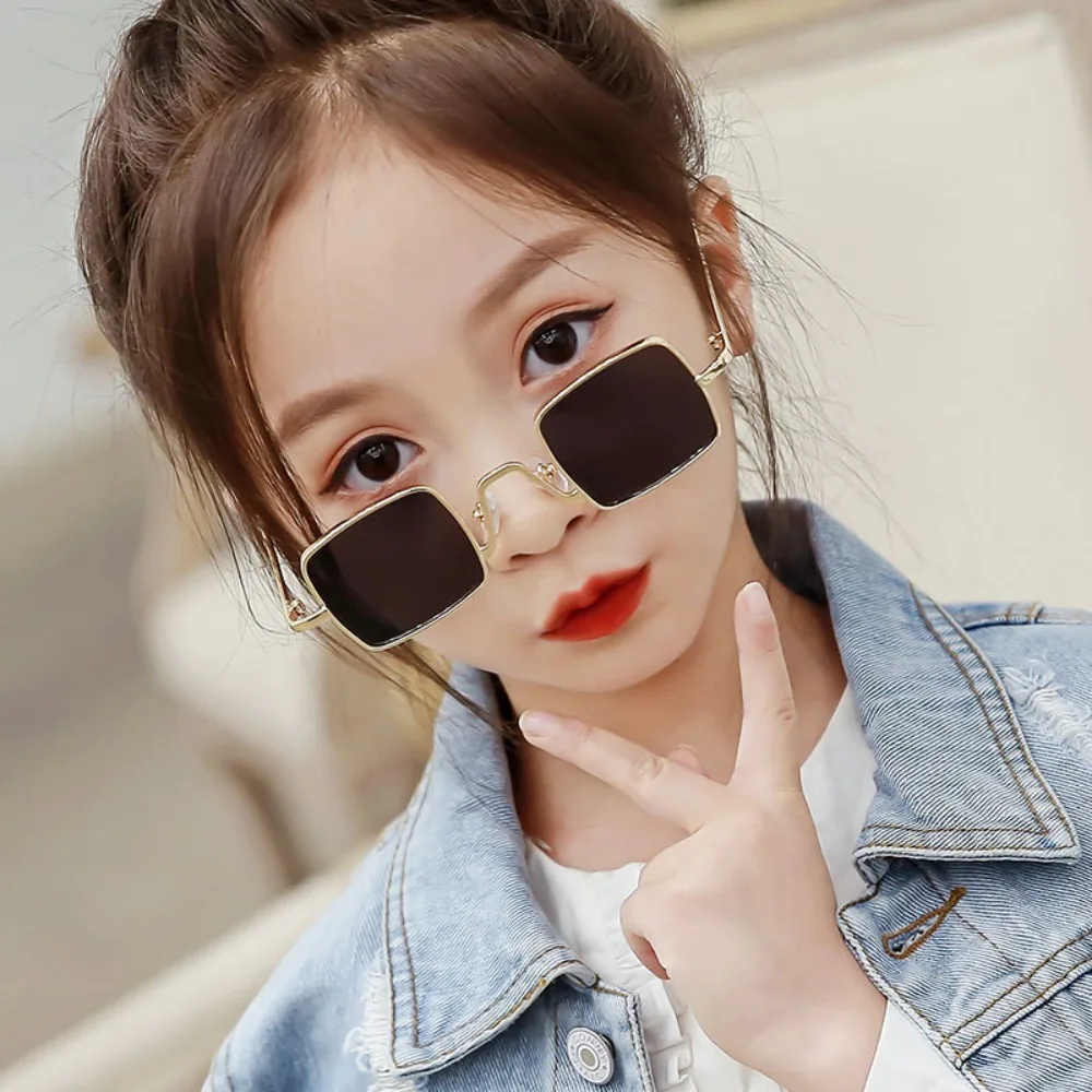 Fashion Retro Square Metal Children's Sunglasses Hip-hop Sun Protection Eyewear