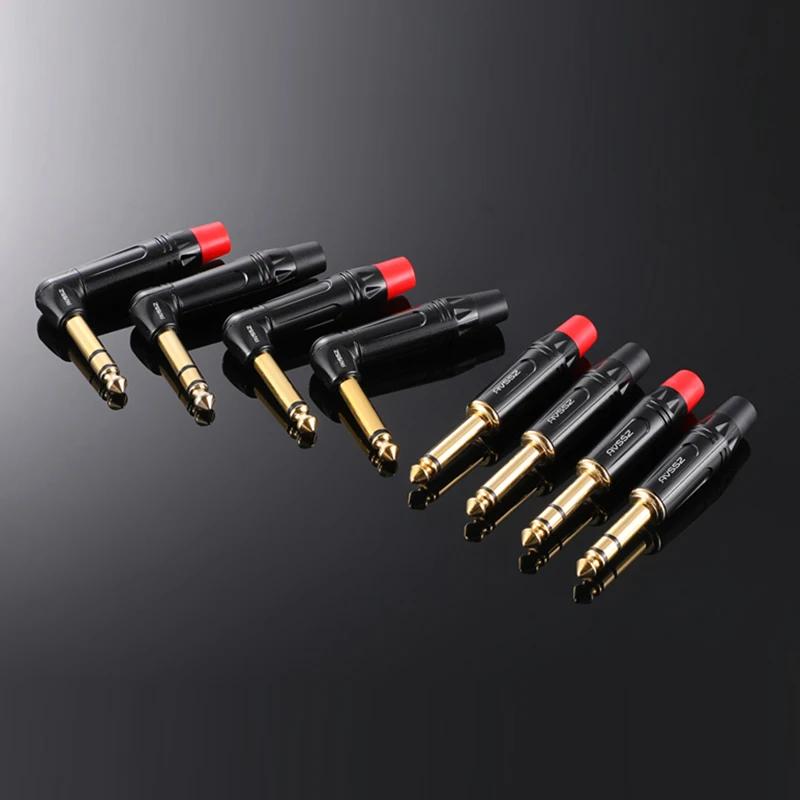 

6.35mm Audio Plug Jack 2/3-Core RCA Adapter TRS Dual Channel Balanced Speaker 6.35 Black/Red Tail Sleeve Straight/Curved Plugs