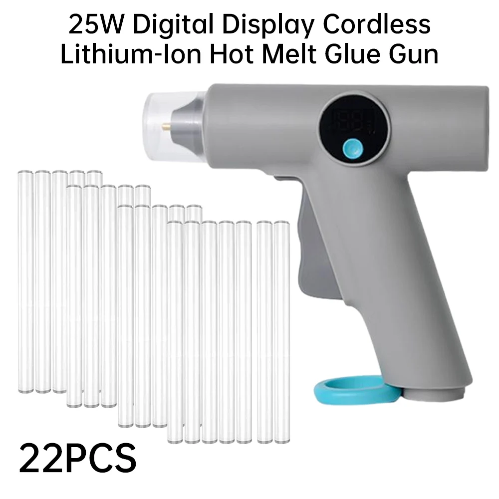 25W Digital Display Hot Melt Glue Gun Lithium Electric Glue Gun Children's Handmade Type-C Charge Small LED Light
