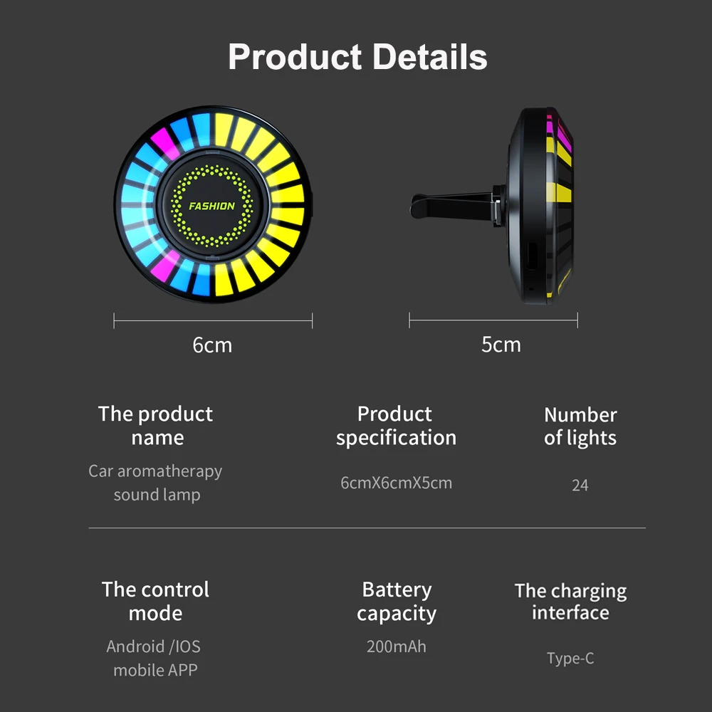 Kontrola aplikacji muzyka samochodowa lampa rytmiczna listwy RGB Led kontrola dźwięku rytm głosu nastrojowe oświetlenie odświeżacz powietrza do samochodu nowa dziwna lampa