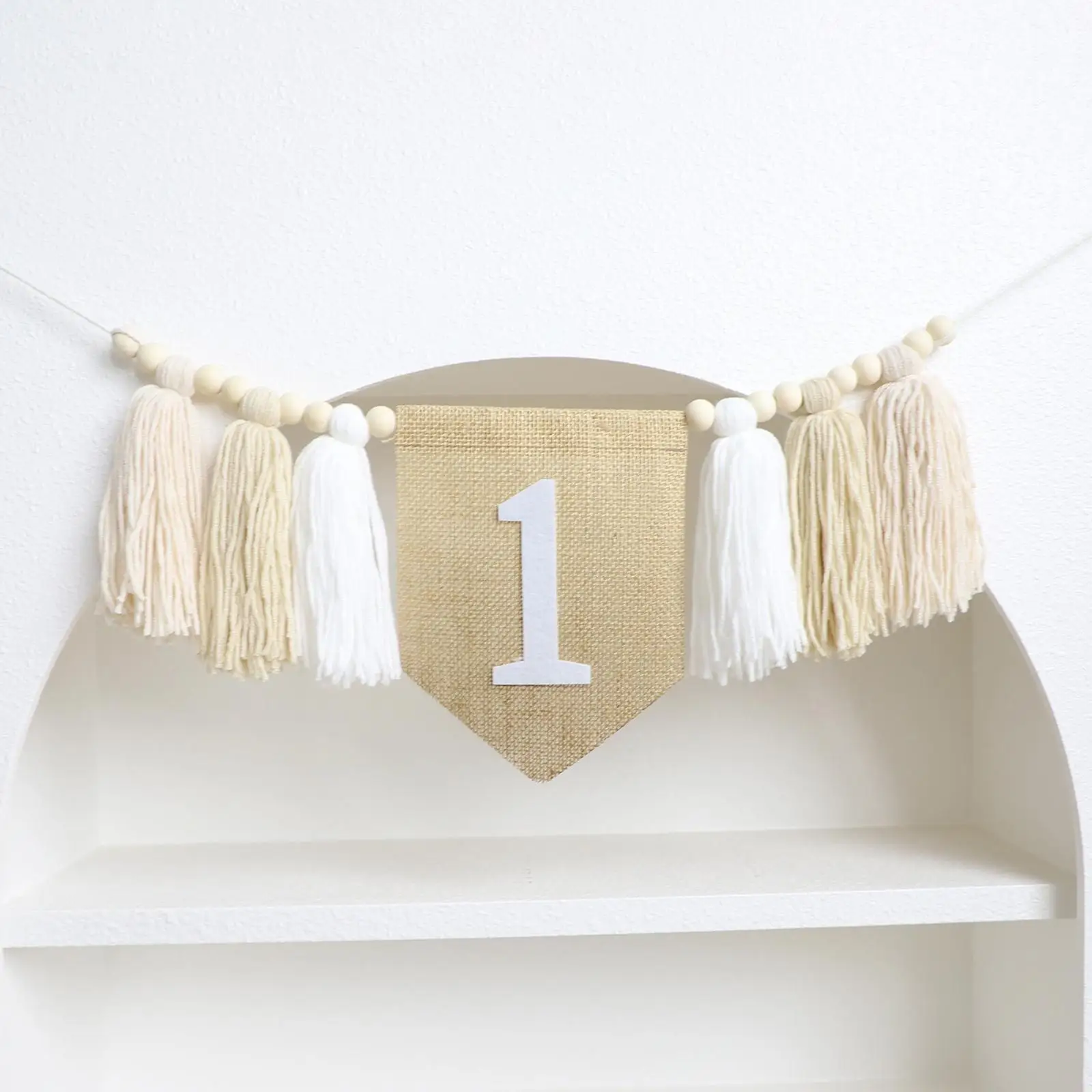 1 Year Birthday High Chair Banner Boho Handmade Tassel Garland Decoration for Baby Shower Birthday Party Decor Photography Prop 1