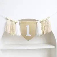 1 Year Birthday High Chair Banner Boho Handmade Tassel Garland Decoration for Baby Shower Birthday Party Decor Photography Prop