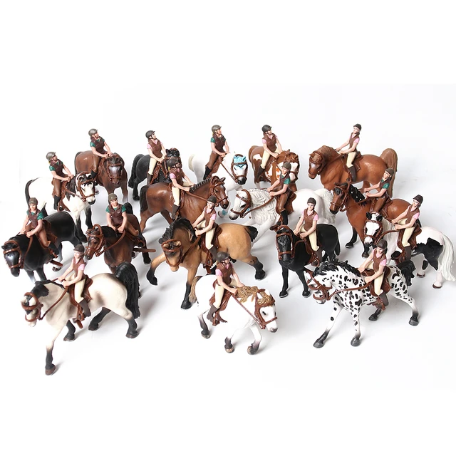 Figurine d'équitation réaliste avec cheval pour fille, modèle de cavalier  en plastique, jouet de jeu, décoration de gâteau, cadeau de Noël et  d'anniversaire pour enfant - AliExpress