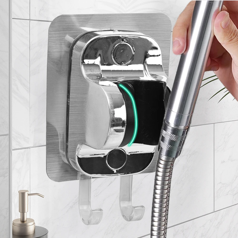 Shower head holder 2-1PCS showerhead holder wall mounted punch free shower bracket adjustable shower head hook handheld holder bathroom accessories