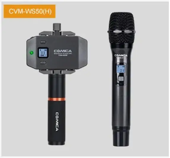 Micrófono inalámbrico para smartphone, Comica CVM-WS50(H) Micrófono de mano  para iPhone/Android Entrevista, micrófono de grabación profesional para