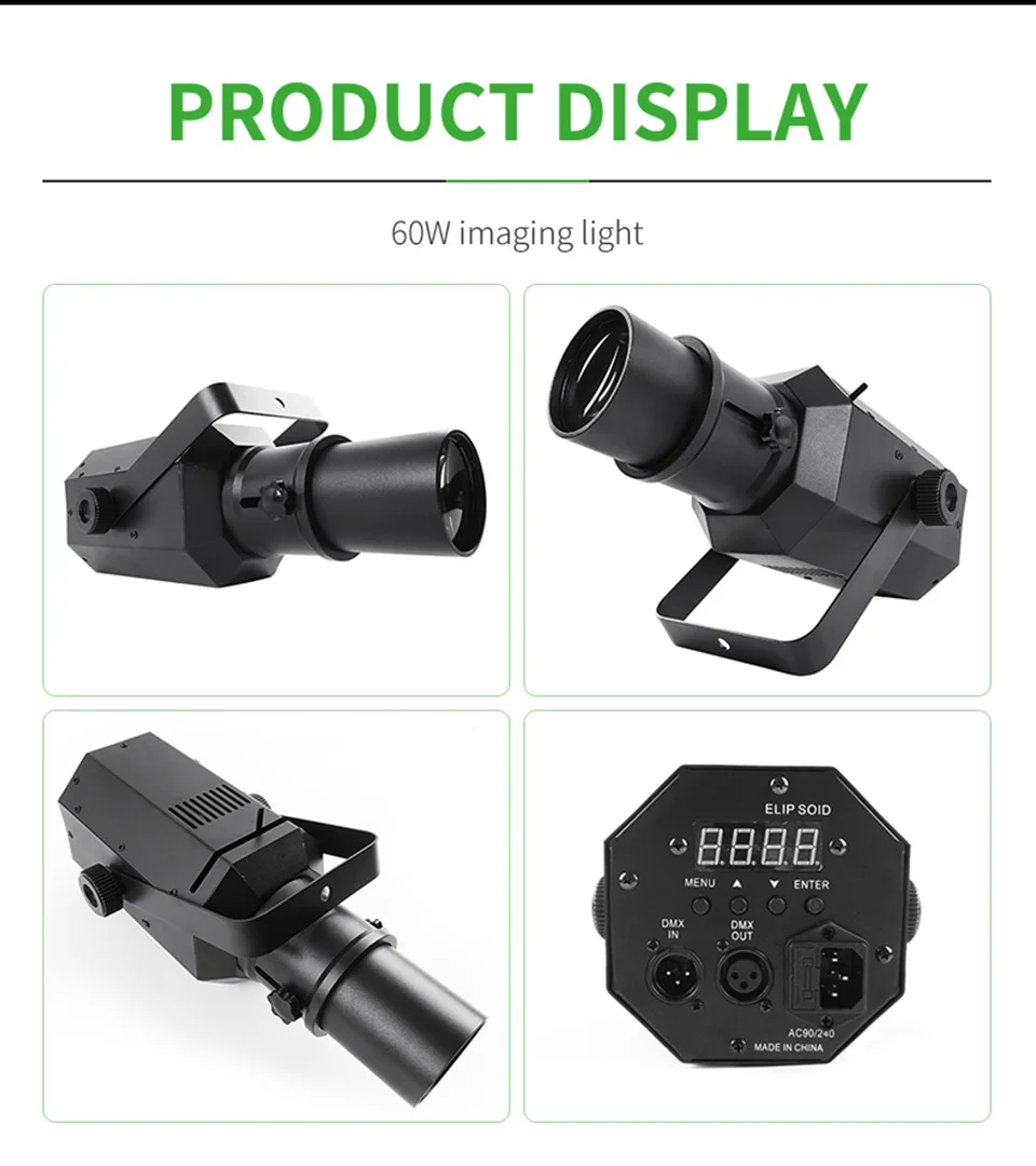 60W LED Imaging Light Stage Follow Profile Spotlight Zoom Warm Light DMX512 90W