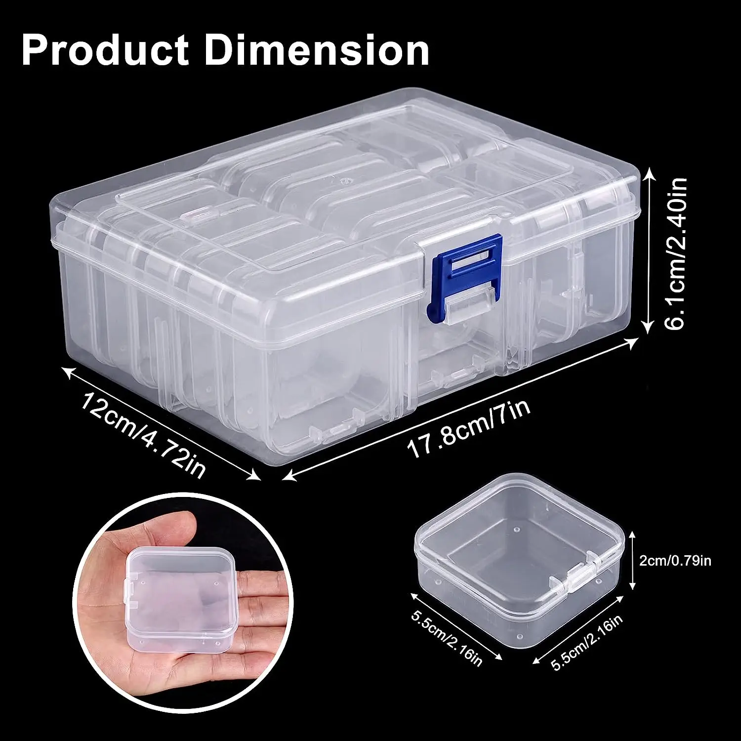 Small Multi-function 6.5in Plastic Tool Storage Box Case Adjustable Tray  F-170 