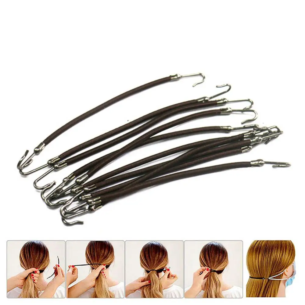 1~20PCS Ponytail Rubber Elastic Hook Hair Bands For Women Gum Hooks Hair Accessories Hair Ties Styling Tools Holder Bungee Bands 4