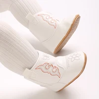 0-18Months New Leather Rubber bottom anti sli Boots Fashionable and Casual Infant Toddler Mid length Boots Embroidered  Boots 6