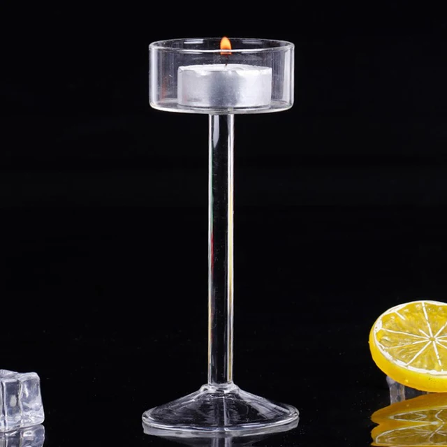 Tall Transparent Glass Candle Holder 5