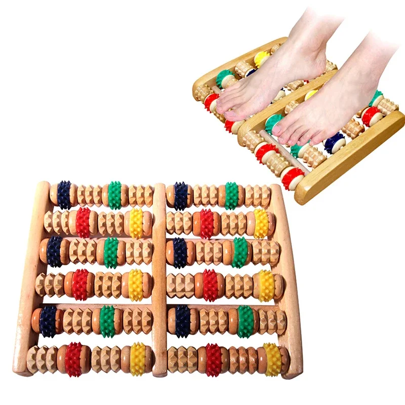 

Wooden Six-row Large Roller-type Foot Acupoint Massager Channels and Collaterals Dredge Sole Relax Household Massage Equipment