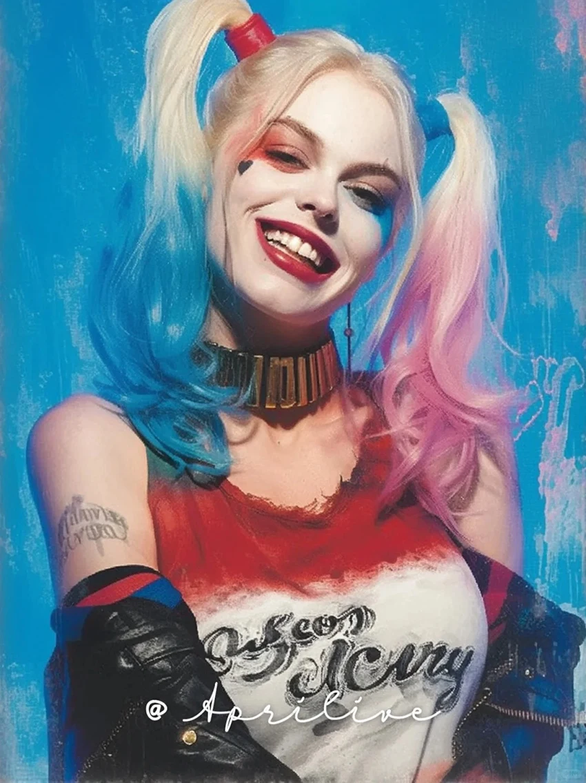 Uma Harley Quinn sorridente - Páginas de Harley Quinn para colorir para  crianças, image size:850x1134