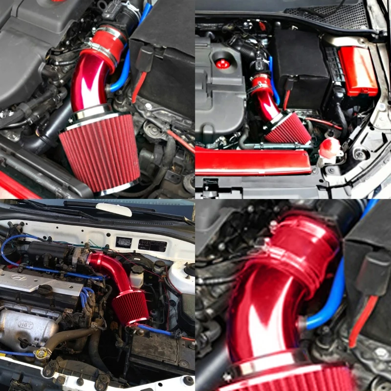 76mm/3'' Universal Car Cold Air Intake Filter Car Modification Aluminum  Pipe Kit